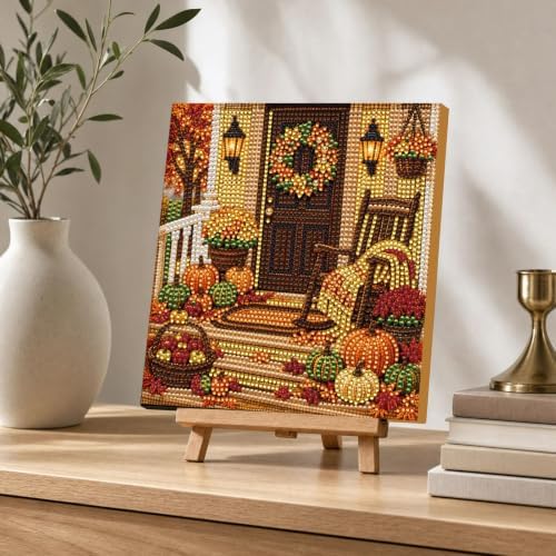 DIY Pearl Painting Kit for Adults, Autumn Porch Fall Art with Wood Frame, 20x20cm Self-Adhesive Pearl Diamond Craft, Autumn Wall Decor Gift for Women, Beginners Relaxing Hobby Kit - Image 7