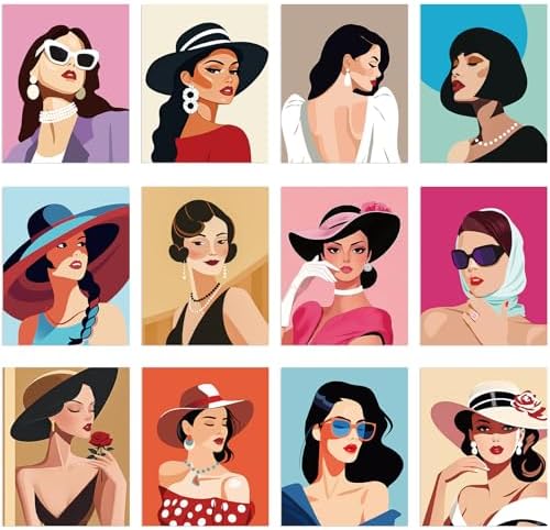Ctosree 12 Pcs Pre Drawn Canvas for Painting,Cool Lady,8 x 10 Inch by Ctosree