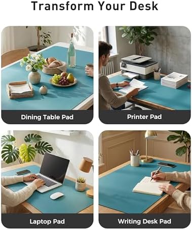 Aothia Faux Leather Desk Mat - Large Mouse Pad, Non-Slip PU Leather Blotter, Waterproof Writing Surface for Office and Home (Turquoise, 42" x 17") - Image 6