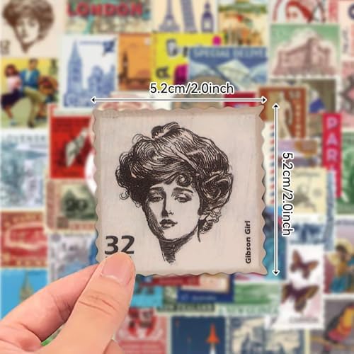 Vintage Travel Postage Stamp Stickers - World Landmarks USA Australia Brazil Waterproof Vinyl Stickers for Journal Planner Laptop Scrapbooking - Image 2