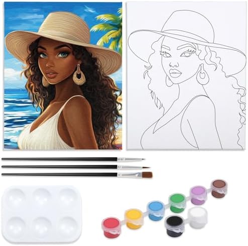 Nuberlic 8x10 Pre Drawn Canvas to Paint for Adults Hot Girl Summer Hawaii by Nuberlic
