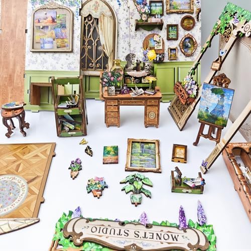 Monet's Studio Book Nook Kit, DIY Miniature House Kit with LED Light - Image 6