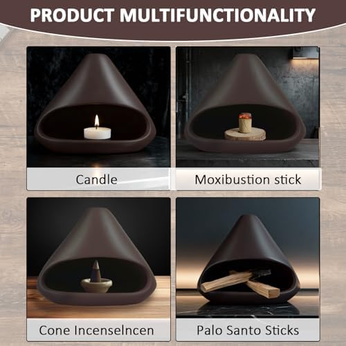Handmade Palo Santo Holder with Chimney Ceramic Palo Santo Incense Burner - Mini Chiminea,Aromatic Home Decor,Yoga Meditation Relaxation Aid, Anxiety Relief Meditation for Women - Image 4