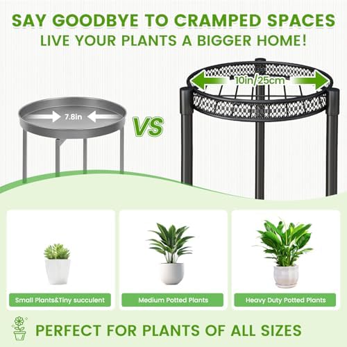 2 Tier Plant Stand Indoor Outdoor 10in Wide Metal Wood Plant Stand - Image 4