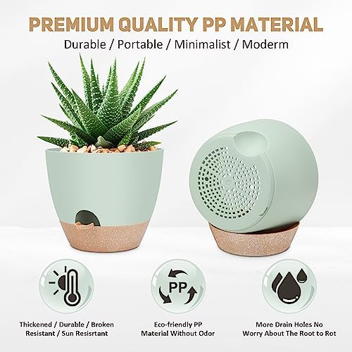 YNNICO 12 inch Large Self Watering Plant Pots for Indoor Outdoor Plants - Image 2