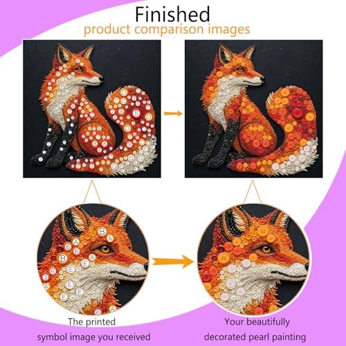 Framed Button Art Kit 11.8" DIY Mosaic Craft for Adults(Fox) - Image 4