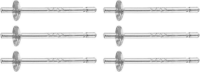 uxcell 3 Set 925 Sterling Silver Earring Posts, Pearl Cup Pad Earring Stud Blanks for DIY Earrings Jewelry Making Findings, Silver Plated, 2.5mm/0.1" Cup Size