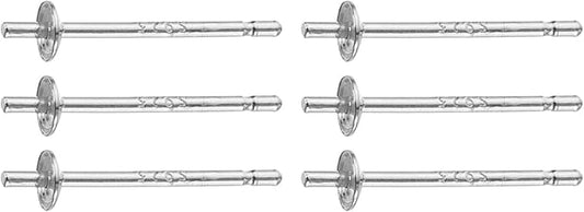 uxcell 3 Set 925 Sterling Silver Earring Posts, Pearl Cup Pad Earring Stud Blanks for DIY Earrings Jewelry Making Findings, Silver Plated, 2.5mm/0.1" Cup Size