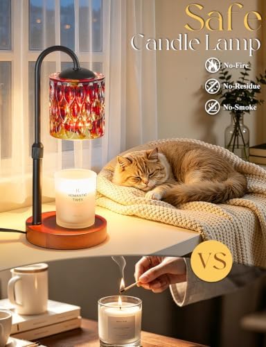Briever Dimmable Candle Warmer Lamp with Timer, Height Adjustable Electric Candle Wax Warmer, Birthday Gifts for Women Mom, House Warming Gifts New Home Decor, Solid Wood Base, Walnut Tortoiseshell - Image 2