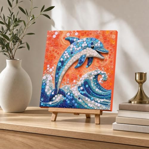 Framed Button Art Kit 11.8" DIY Mosaic Craft for Adults(Wave Dolphin) - Image 5