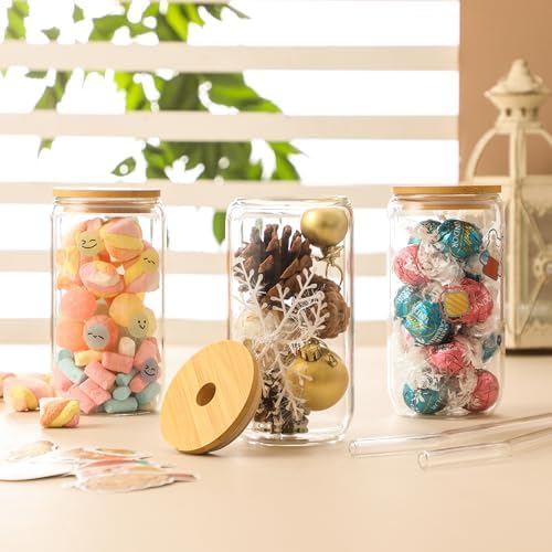 NETANY 20 Pack Glass Cups with Lids and Straws 16 oz, Personalized Customizable Glasses for Gift, Business, Drinking glasses set, Iced Coffee Cup, Cute Aesthetics Tumbler for Tea, Homemade Drinks - Image 3
