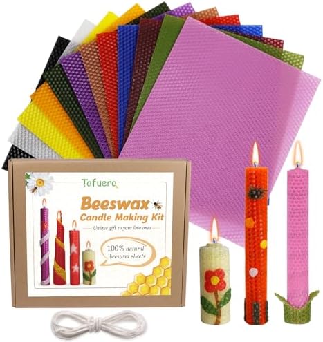 Tafuero Beeswax Honeycomb Candle Sheets,12pcs Beeswax Candle Making Kit Natural 10" X 8",Make Your Own Ideas Candle for Kids and Adults,Making Handsome Rolling Sheets for Hanukkah and Party by Tafuero