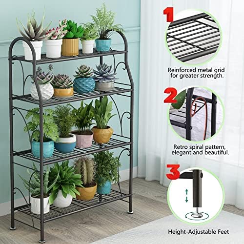 SORCEDAS Plant Stand Outdoor Indoor 4 Tier Metal Corner Flower Shelf - Image 6