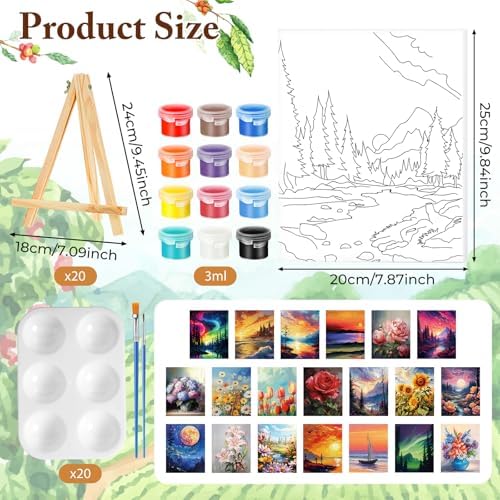Zhanmai 20 Set Pre Drawn Canvas Painting Kit, Natural Scenery - Image 2