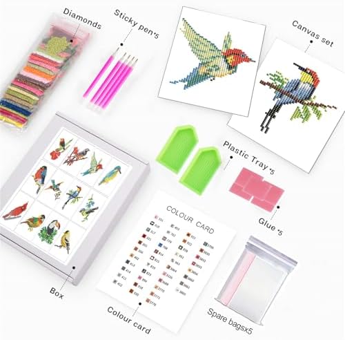 Haocy 12pcs Bird Mini Diamond Art Kits for Adults,Small Diamond Painting Kits Quick Gem Art for Beginner,1-Hour Postcard-Style,Paint by Diamond Mosaic,Home Wall Decor (Bird) - Image 5