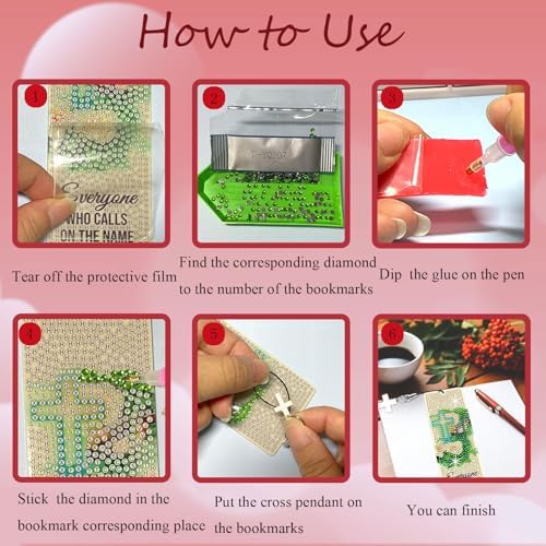 8PCS Diamond Painting Art Bookmarks,Cute Acrylic Bookmarks Crafts Kits Gifts with Pendants for Adult Women Book Lovers (bible2) - Image 5