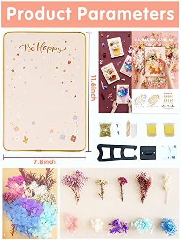 BAZIMA DIY String Art Kit for Beginner,Flowers String Art, DIY Dried Flowers Craft Kit, Unique Gift, Craft Kit for Holidays - Image 4