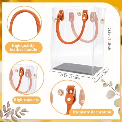 WEBEEDY DIY Clear PVC Tote Bag Handbag Making Transparent Purse Making Set with Clear Bag Sheet, PU Leather Handles, Accessories, Handmade for Women Gift, 21.5x28.5x12cm/8.5x11.2x4.7 Inches - Image 3