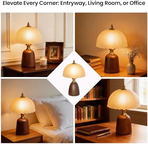 Small 13 Inch Dimmable Rubberwood Table Lamp - Image 3