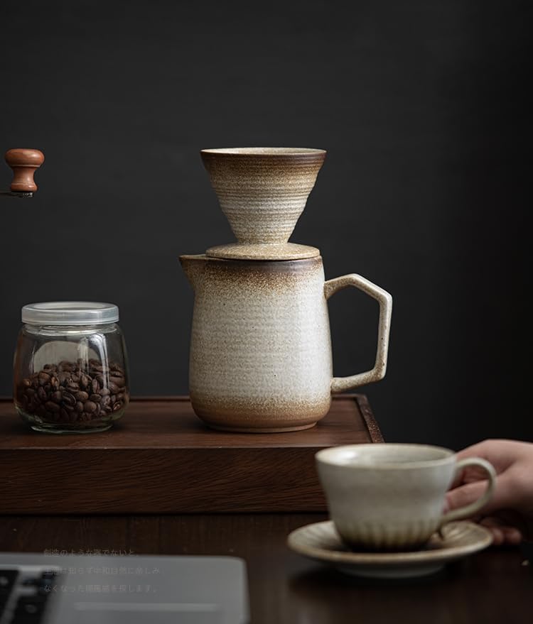 Pour Over Coffee Maker,Ceramic Coffee Maker With 100 pcs Paper Filter，16oz/480ml Pour Over Coffee Dripper (Off White) - Image 6