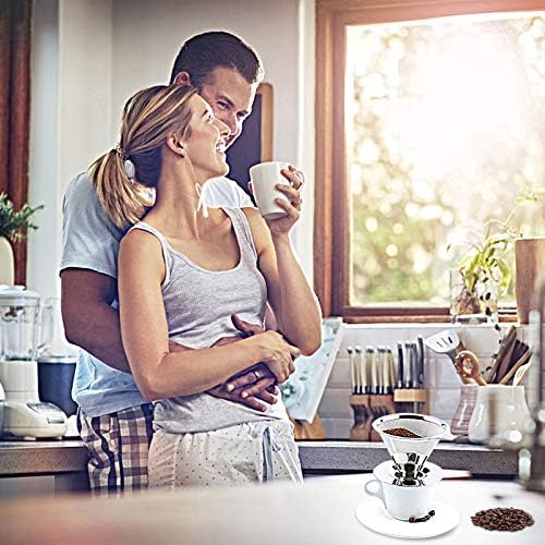 Hanlomele Pour Over Coffee Dripper, Paperless Reusable Coffee Filter, Pour Over Coffee Maker for Single Cup Brew, Double Mesh Design of Stainless Steel Cone Filter for Perfect Extraction (1-4 Cup) - Image 7