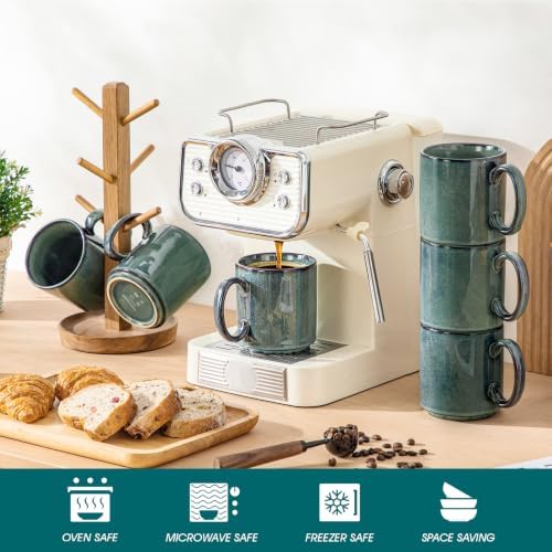 vancasso STARRY Ceramic Coffee Mugs Set of 6, 16 Oz Large Coffee Cups for Latte, Cappuccino, Tea & Hot Cocoa, Artisan Modern Style for Coffee Bar, Home & Kitchen, Microwave & Dishwasher Safe, Green - Image 4