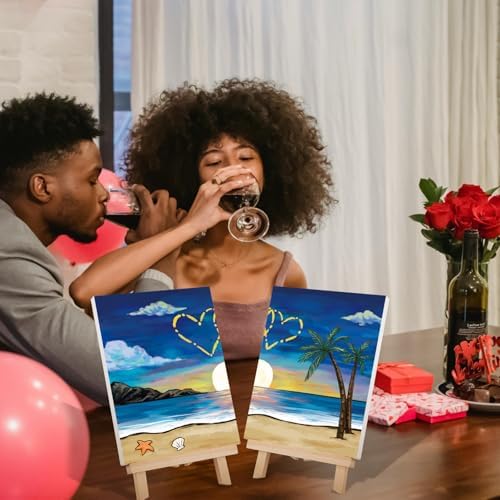 VOCHIC Sip and Paint Kit for Adults Couples Pre Drawn Canvas to Paint - Image 6
