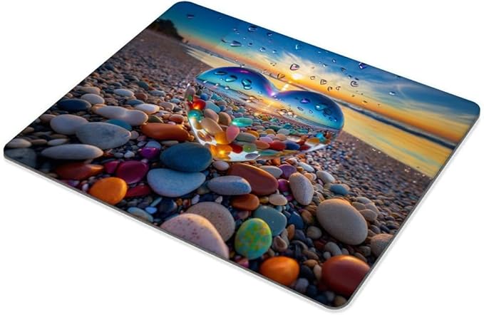Square Mouse Pad Colorful Stones on The Beach,Gaming Mouse Pads for Desk,Soft Computer Waterproof Non-Slip Mouse Mat