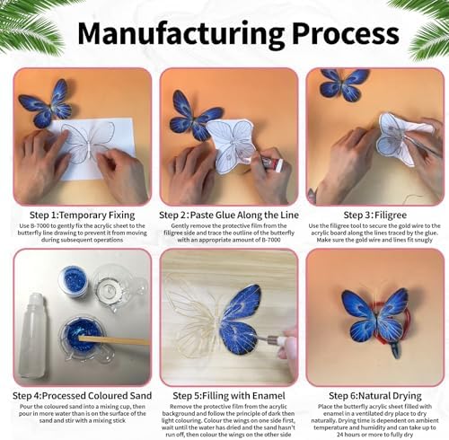 Filigree Enamel Art Painting Adult Craft Kits, DIY Art Projects Crafts Kits, Adult Painting Crafts Projects Kits for Seniors Teens Women, 3D Pink Butterfly Craftwork Decor Gift DIY Crafts Supplies - Image 4