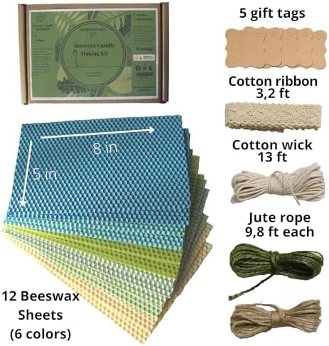 CraftersAvenue Beeswax Candle Making Kit - 12 Beeswax Sheets for Candle Making - Size 5 x 8 in - Shades of Green - Make Your Own Rolled Candle - Image 2