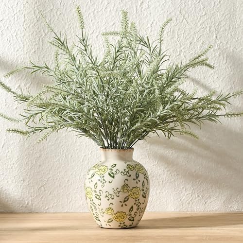 SIDUCAL Ceramic Vintage Vase, 5.83 Inch Yellow Rose Chinoiserie Floral Vase, Rustic Farmhouse Vases for Bouquet, Home Decor, Living Room, Bookshelf, Garden, Tuscan Decor by SIDUCAL