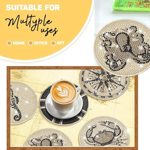 8 pcs Diamond Painting Coasters | Diamond Art Coasters | Vintage Nautical Diamond Art Painting | Perfect Art Craft Gift for Vintage Nautical Lover, Dad, Mom, Grandparents, Brother, Sister. - Image 5
