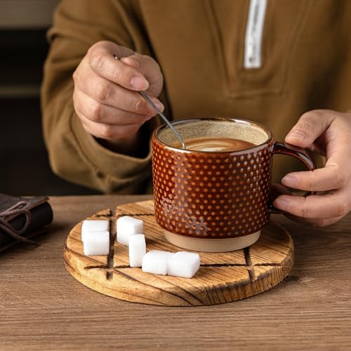 GBhome 12 OZ Stackable Coffee Mugs Set of 6, Ceramic Coffee Cups Set - Image 4