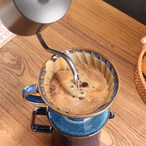Pour‑Over Coffee Maker, Starry‑Blue V60 Ceramic Pour‑Over Coffee Pot, 450ml Pour‑Over Coffee Dripper, Comes with 40‑Pack Coffee Filters - Image 6