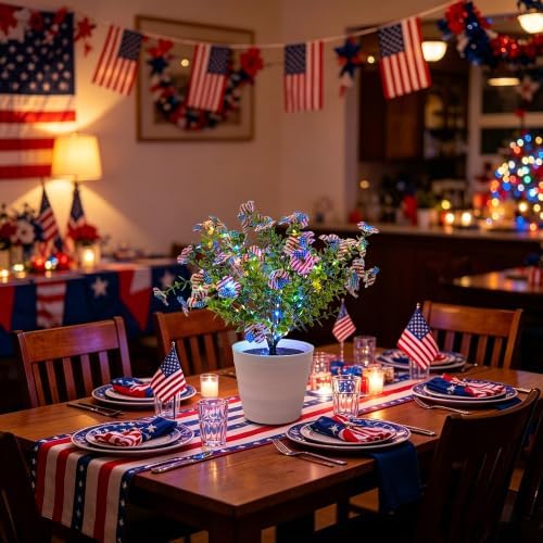 Patriotic LED Artificial Flowers, 4th of July LED Flower Light, Red White Blue Patriotic Home Decor - Image 4