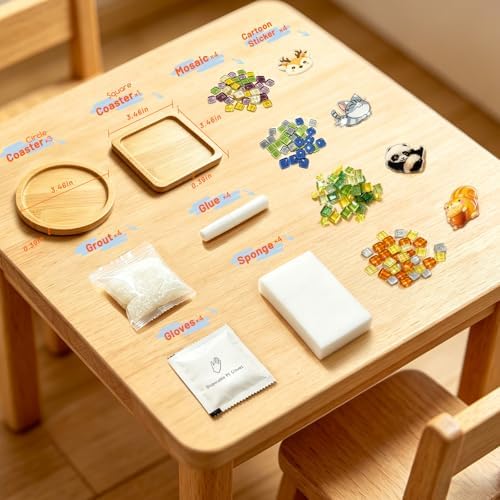 4 Packs Mosaic Coaster Kit, Mosaic Craft Kit for Beginner, with Gift Box - Image 2