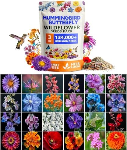 HOME GROWN Premium Wildflower Seeds Bulk Mix | 134,000+ Non-GMO USA Native Flower Seed for Planting Outdoors | 23 Perennial & Annual Varieties for Butterfly Garden | 3 oz by HOMEGROWN