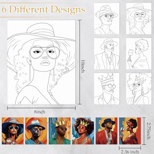 Dinifee 6 Pack Pre Drawn Canvas Painting Kit 8x10 Stretched,Couple - Image 3