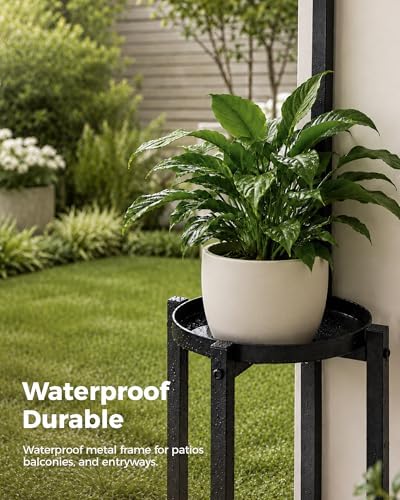 Bamworld Tall Plant Shelf Outdoor Space-Saving Metal Plant Holder Black(2PCS) - Image 4