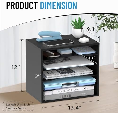 5-Tier Paper Organizer for Desk, Adjustable Mail Organizer, Black - Image 3