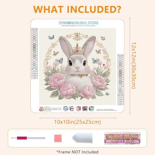 DIAMONDOUBLE Rabbit Diamond Painting Kit for Adults, 12x12 Special Shape & Partial Drill Diamond Art on Velvet Canvas, Cute Bunny Flower 3D Acrylic DIY Diamond Art Kit for Beginners, Home Wall Decor - Image 6