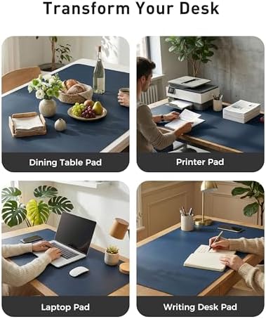 Aothia Faux Leather Desk Mat - Large Mouse Pad, Non-Slip PU Leather Blotter, Waterproof Writing Surface for Office and Home (Dark Blue, 63" x 24") - Image 6