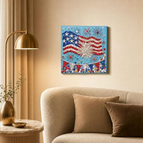 Framed Button Art Kit 11.8" DIY Mosaic Craft for Adults(US Flag) - Image 6