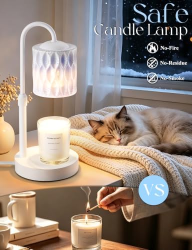 Briever Dimmable Candle Warmer Lamp with Timer, Height Adjustable Electric Candle Wax Warmer, Birthday Gifts for Women Mom, House Warming Gifts New Home Decor, Solid Wood Base, Miracle Blue - Image 5
