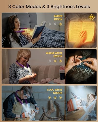 Glocusent Upgraded LED Neck Reading Light, Book Light for Reading in Bed - Image 3