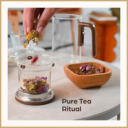 Enchanti Glass Teapot with Infuser - Magic Tea Pot for Loose Leaf Tea - Borosilicate Glass Tea Maker with Heat-Resistant Handle - Gift Box & Writable Card - 800ML (27oz) - Image 2