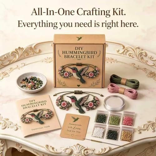 RYCHEENI DIY Beaded Bracelet Kit for Adults, Beginner Jewelry Making Craft Set with Instruction Guide, 3D Animal Beadwork Project, Complete Supplies for Women and Craft Lovers (Hummingbird) - Image 2