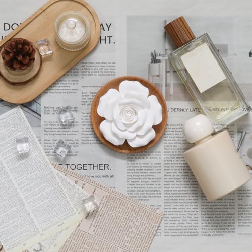 Flower Rose Ceramic Essential Oil Mini Diffuser, Wooden Pallet - Image 4
