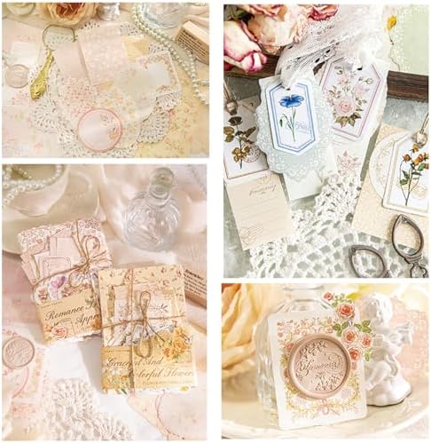 Doraking 100pcs Vintage Floral Scrapbook Paper Journaling Stickers Assorted Set, Material Paper Memo Junk Journal Supplies for Bullet Journaling Retro Crafts Planner Collage Card Album - Image 6