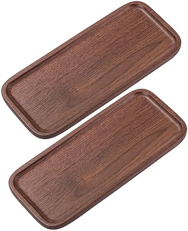 Vandroop Wood Serving Tray, Walnut Wooden Small Trays for Storage, Set of 2 by VANDROOP